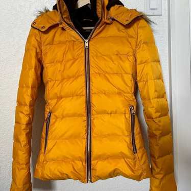Zara mustard yellow faux fur puffer jacket womens… - image 1