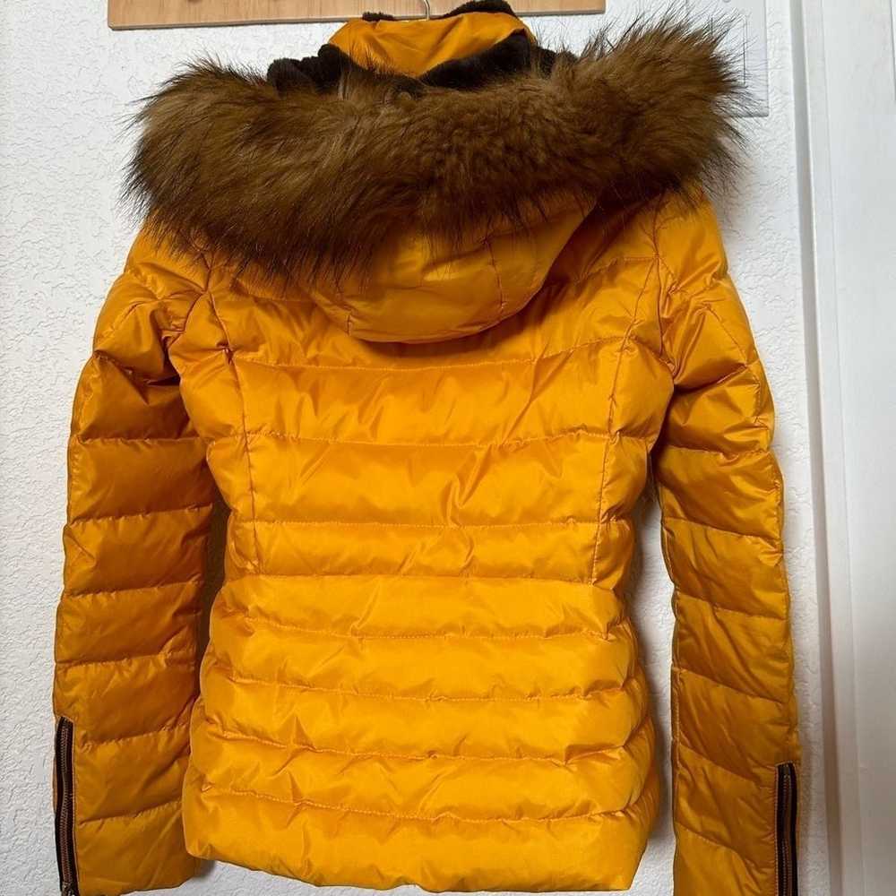 Zara mustard yellow faux fur puffer jacket womens… - image 3