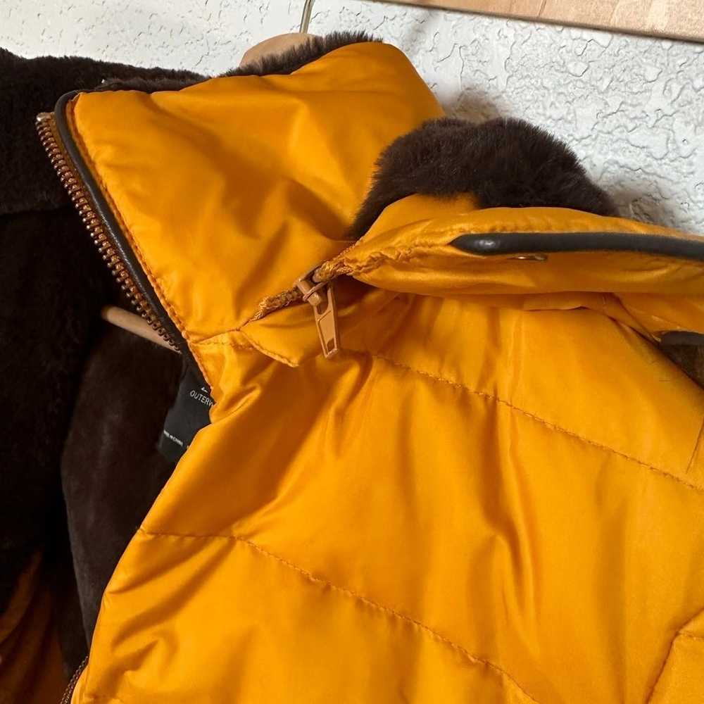 Zara mustard yellow faux fur puffer jacket womens… - image 6