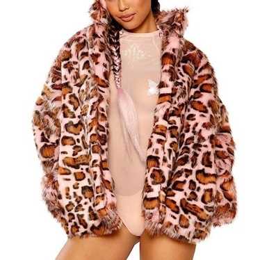 J. Valentine Leopard hip length faux fur Coat - image 1