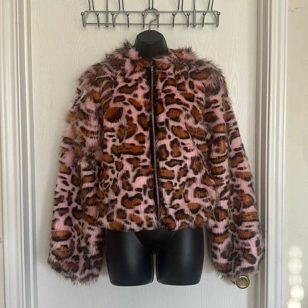 J. Valentine Leopard hip length faux fur Coat - image 2