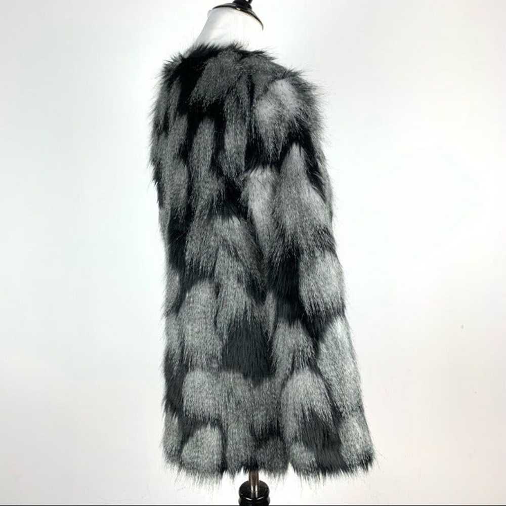 Forever 21 coat size S black white faux fur shagg… - image 4