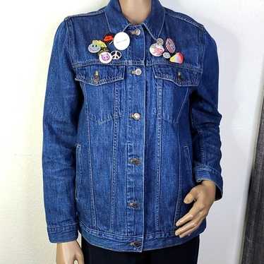 GAP Oversized Jean Jacket Size Small Embellished … - image 1