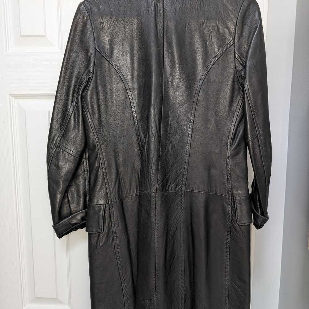 Vintage Long Black Leather Jacket - Woman Real Vi… - image 2