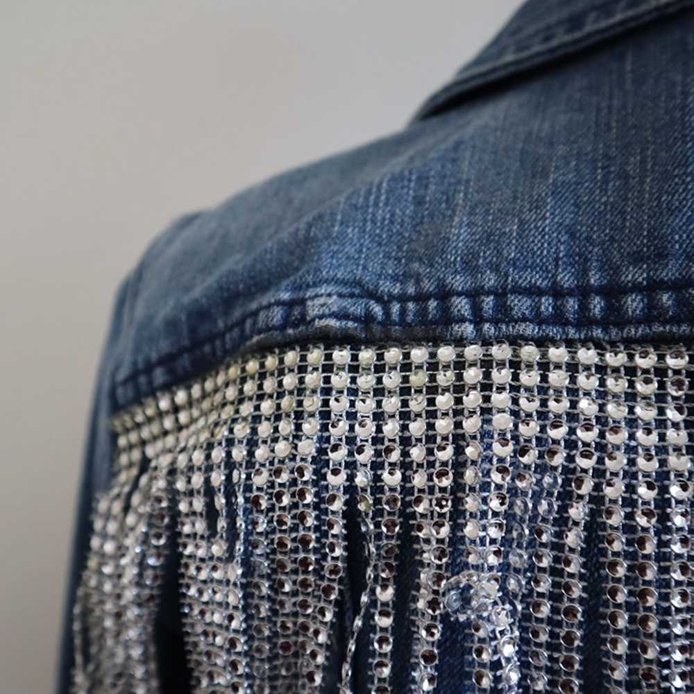 Levi's Sparkle Fringe Denim Jacket Size Small - image 5