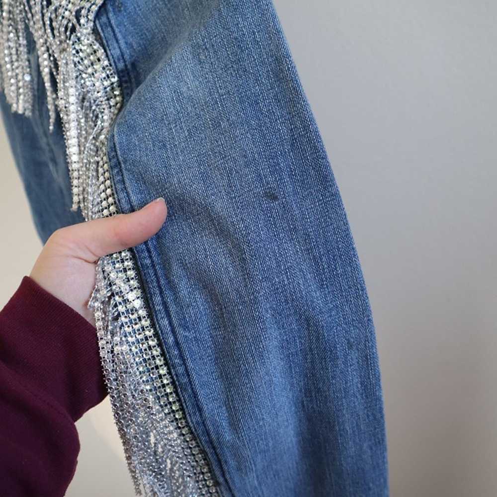 Levi's Sparkle Fringe Denim Jacket Size Small - image 7