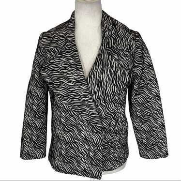 Tracy Reese animal print coat short button up bla… - image 1