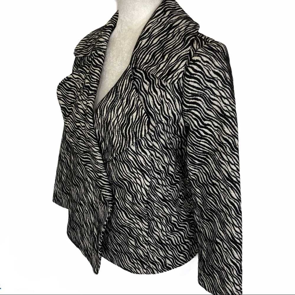 Tracy Reese animal print coat short button up bla… - image 8