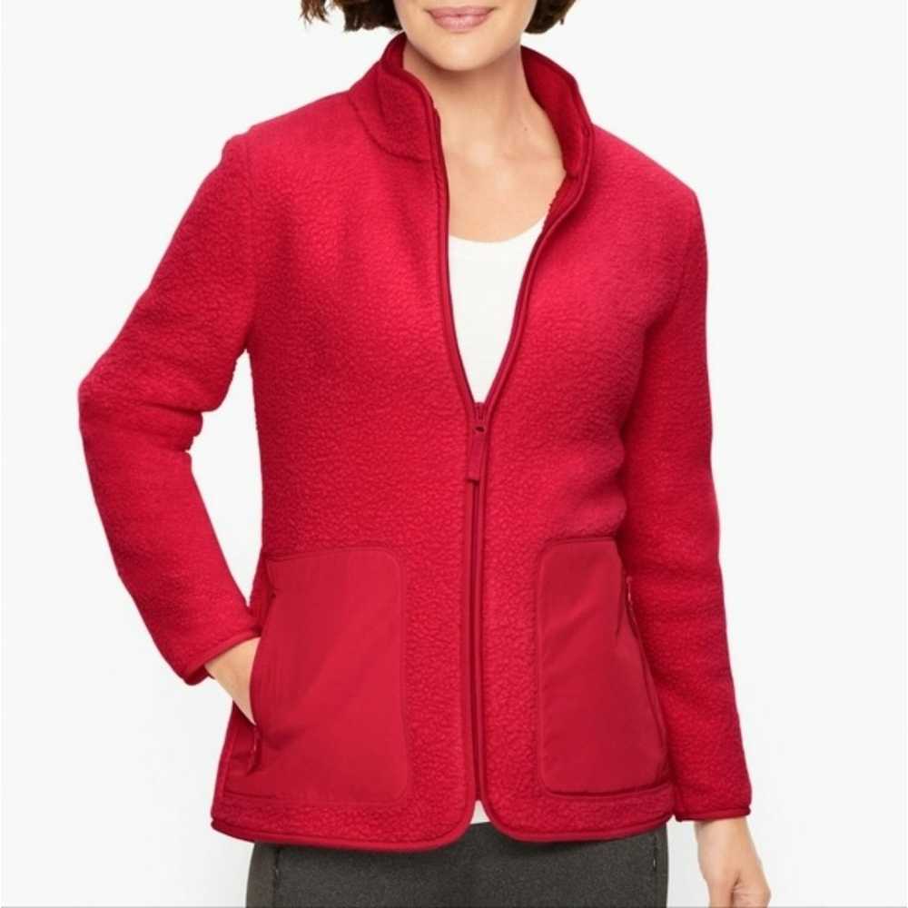 Talbots red sherpa jacket size M - image 11