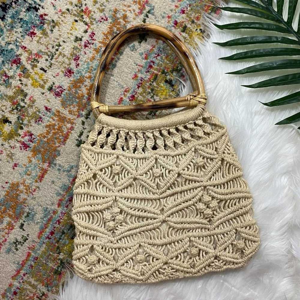 Vintage Boho Bohemian Neutral Off White Crochet M… - image 2