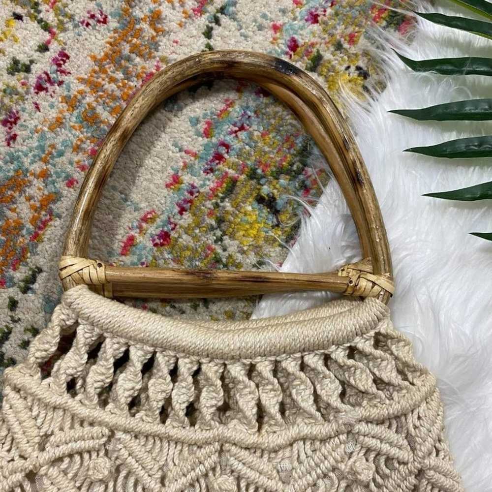 Vintage Boho Bohemian Neutral Off White Crochet M… - image 3