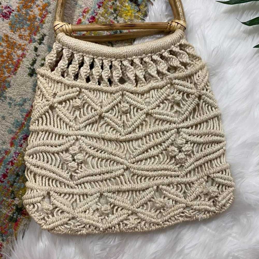 Vintage Boho Bohemian Neutral Off White Crochet M… - image 4