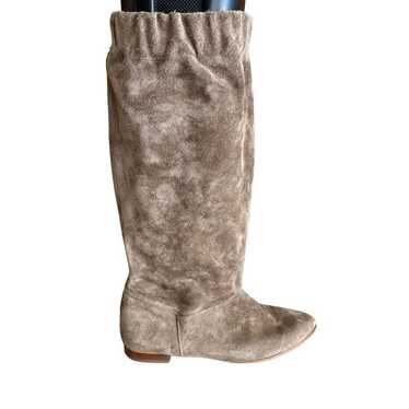 Vintage 80s Slouchy Suede Pointed toe Boots Taupe 
