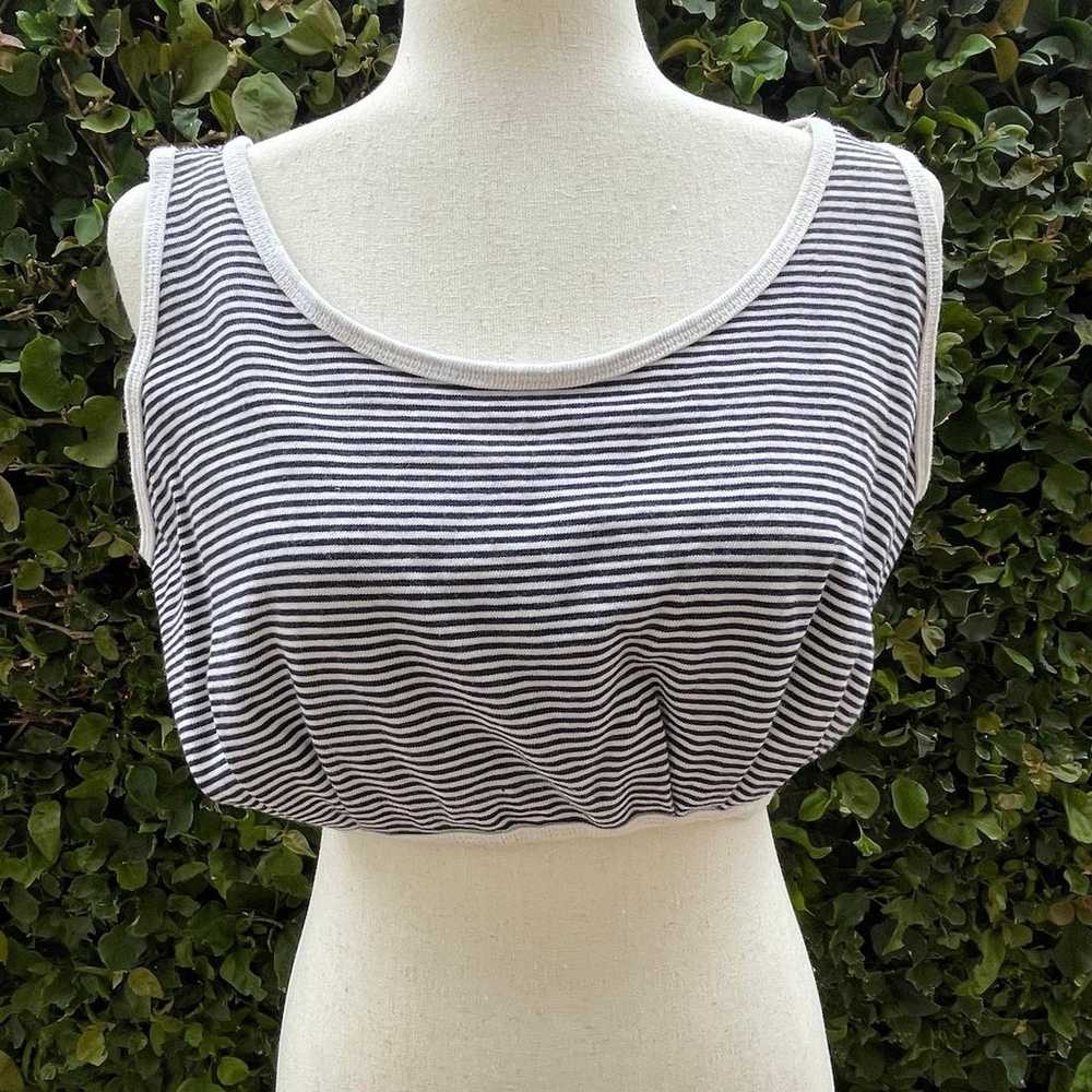 I. Magnin Crop Top Black and White Stripped Size … - image 1