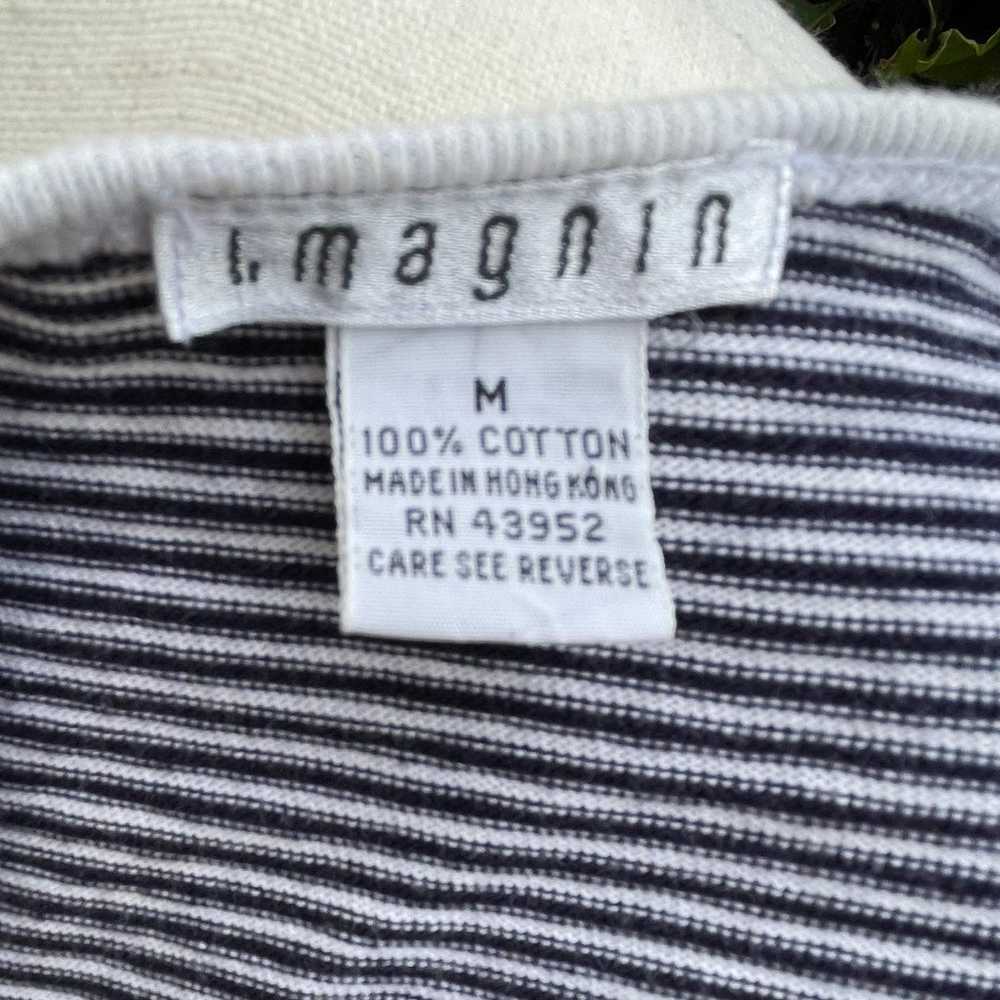 I. Magnin Crop Top Black and White Stripped Size … - image 4