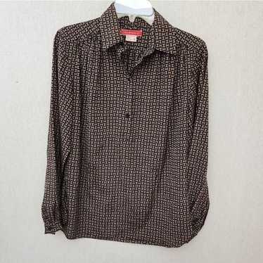 Vintage 80's Halston 111  button blouse popover