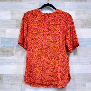 100% SILK VINTAGE Abstract Print Blouse Womens 6 - image 1