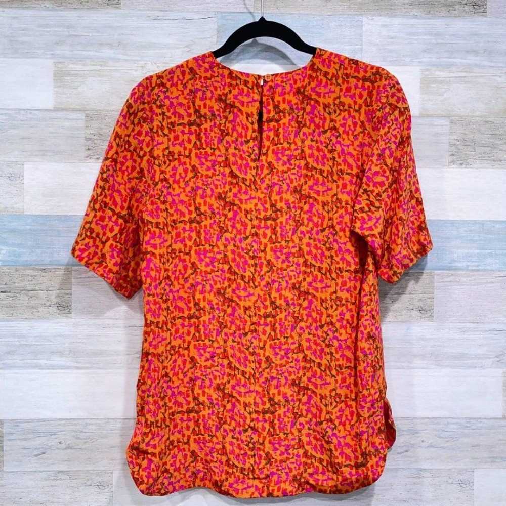 100% SILK VINTAGE Abstract Print Blouse Womens 6 - image 2