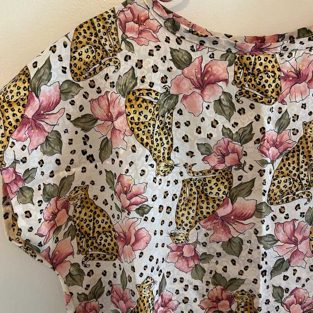 Studio C Vintage Cheetah Floral Print Top - image 2