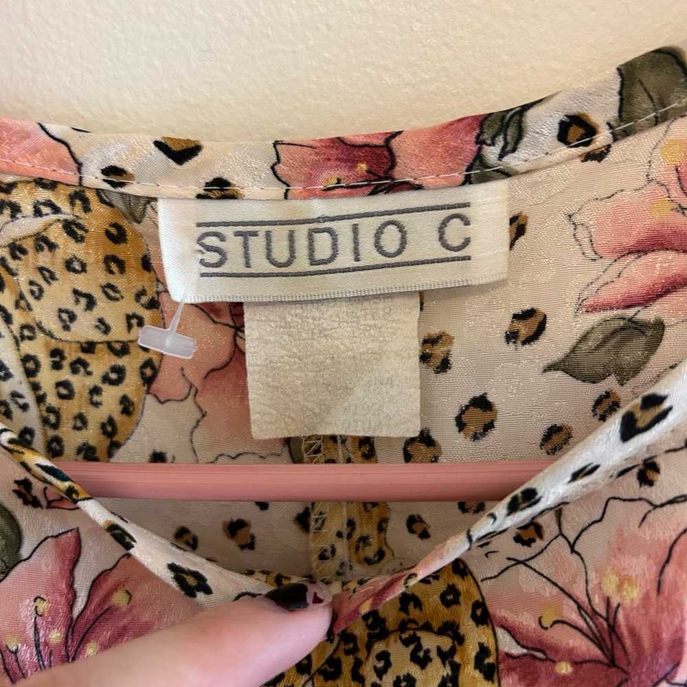 Studio C Vintage Cheetah Floral Print Top - image 3