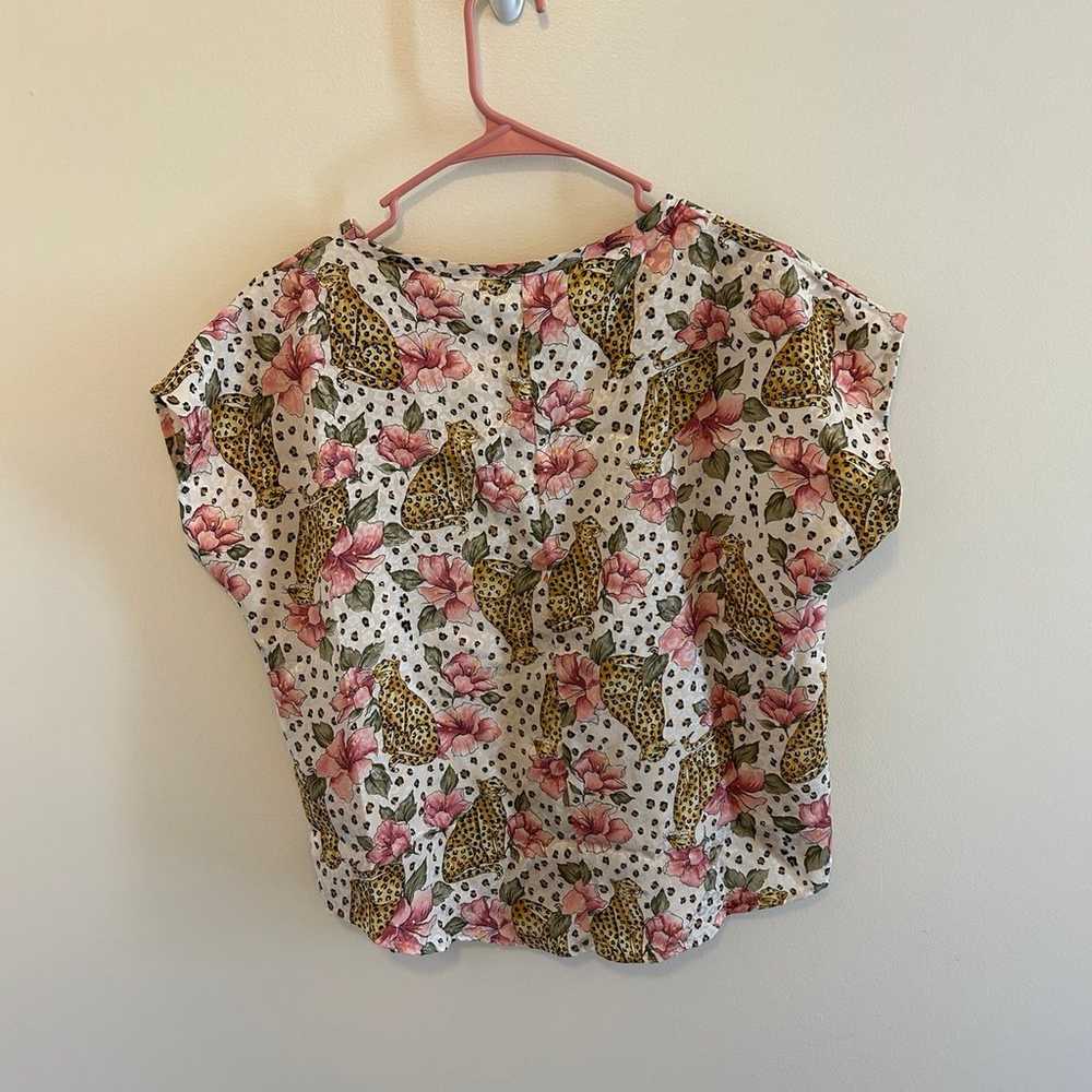 Studio C Vintage Cheetah Floral Print Top - image 5