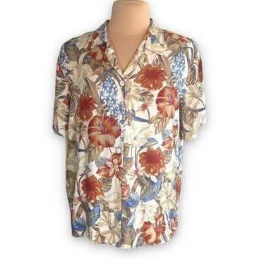 Vintage Radcliffe Shirt Tan Multicolored Flower De