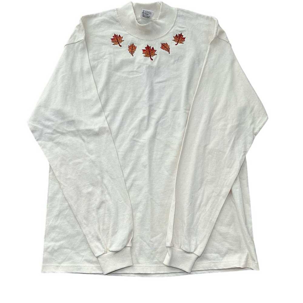 Vintage Fall Turtleneck Mocknek Long Sleeve Shirt… - image 1
