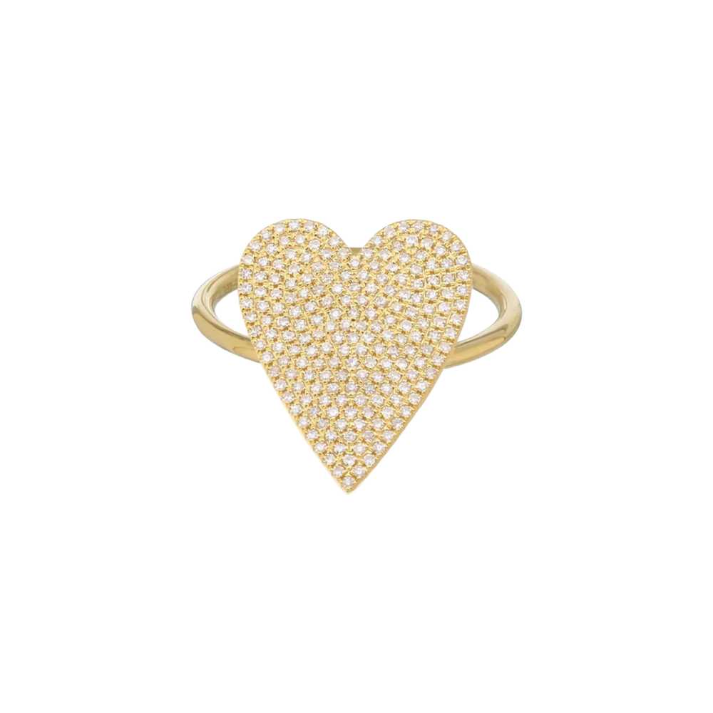 14k Yellow Gold Pave Diamond Heart Ring - image 10