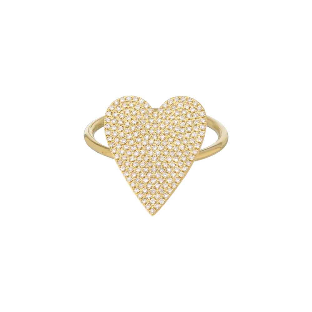 14k Yellow Gold Pave Diamond Heart Ring - image 1