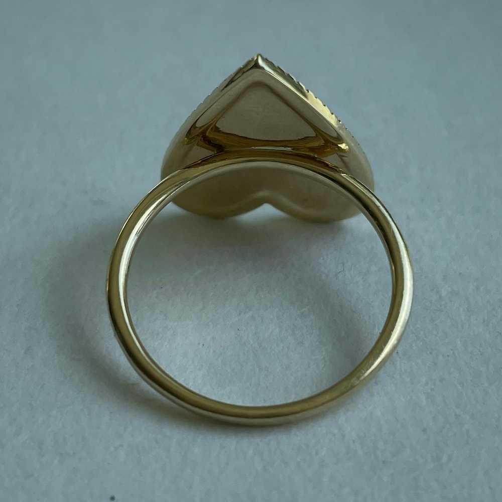 14k Yellow Gold Pave Diamond Heart Ring - image 6