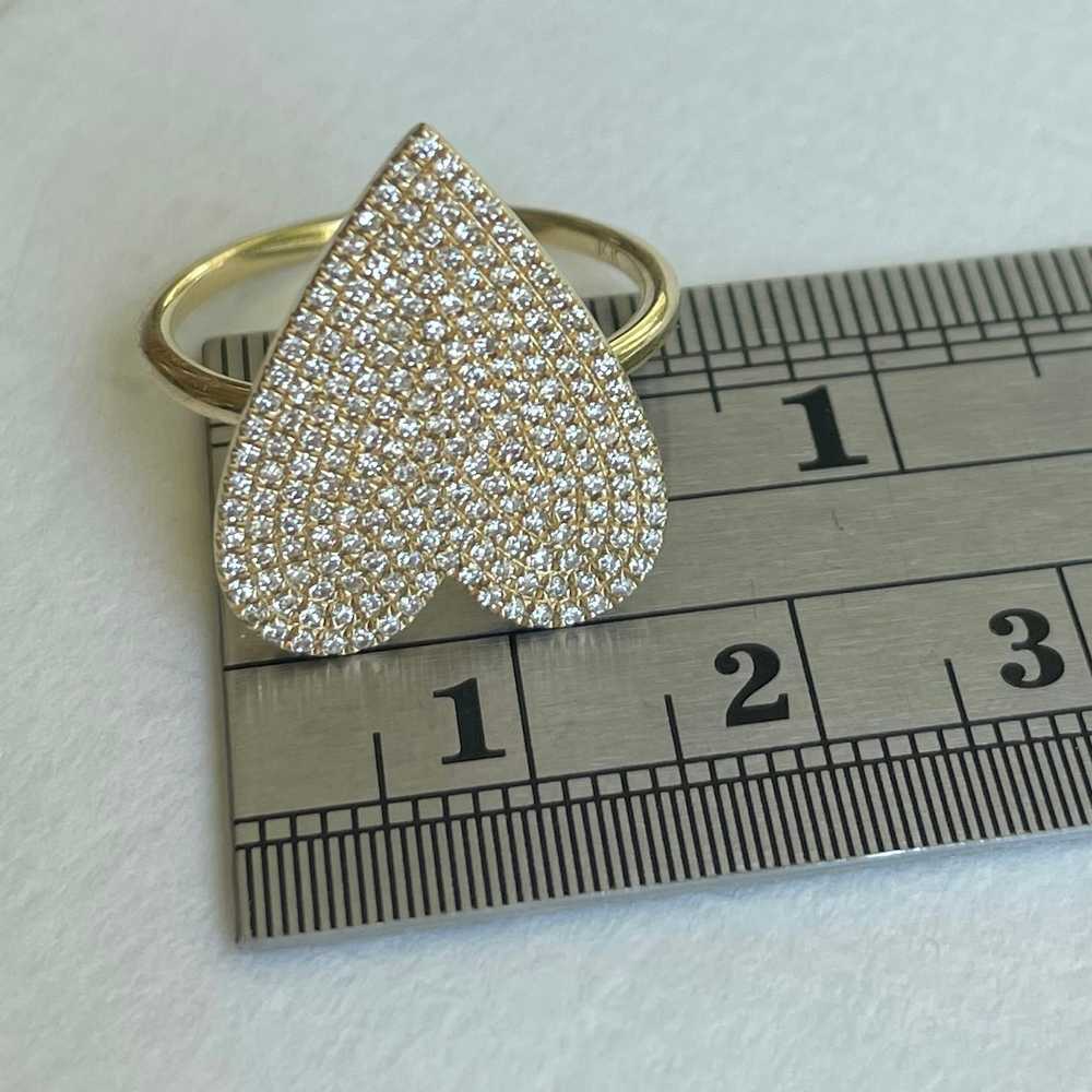 14k Yellow Gold Pave Diamond Heart Ring - image 8