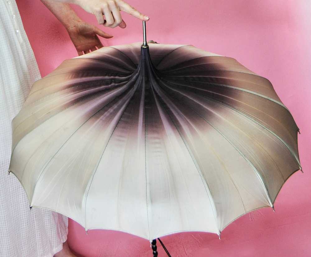 Vintage Cream and Purple Parasol Umbrella - image 10