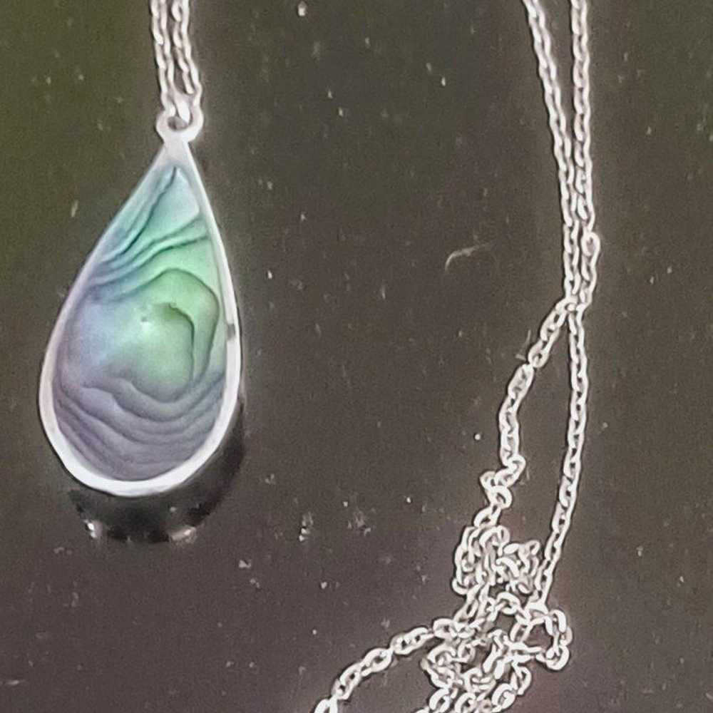 Vintage Abalone Shell pendant/necklace 20" - image 1