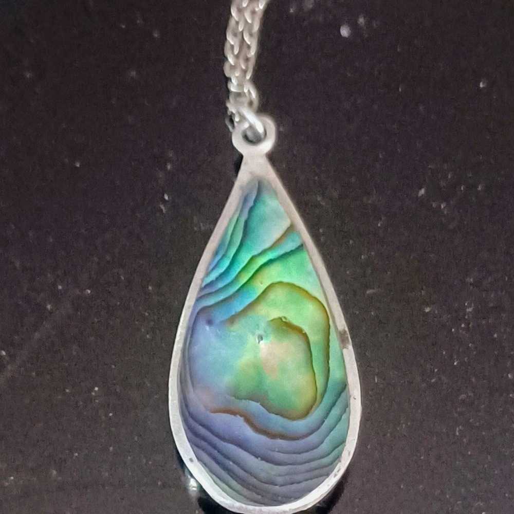 Vintage Abalone Shell pendant/necklace 20" - image 5