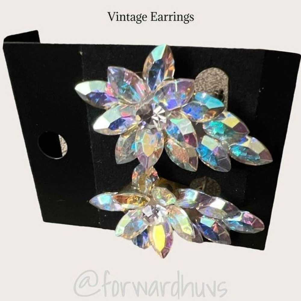 Vintage Rhinestone Pierced Earrings - Rare Style … - image 3