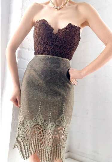 90s scallop lace pencil skirt