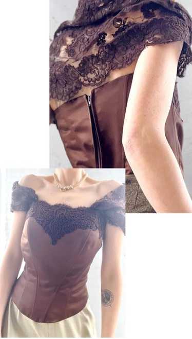 silk chocolate lace bustier