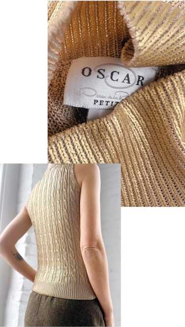 Oscar De La Renta gold foil cable knit