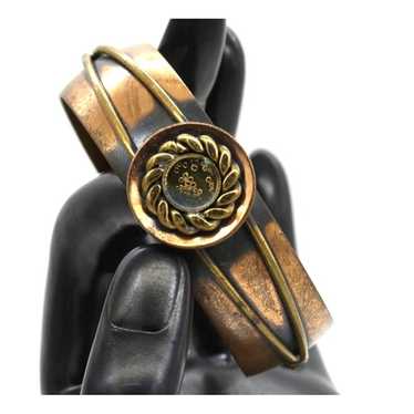 GENUINE SIGNED COPPER cuff bracelet w/burnt coppe… - image 1