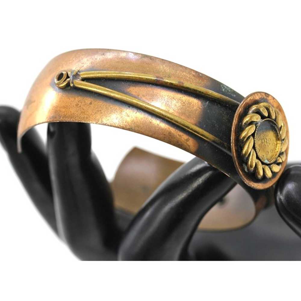 GENUINE SIGNED COPPER cuff bracelet w/burnt coppe… - image 2
