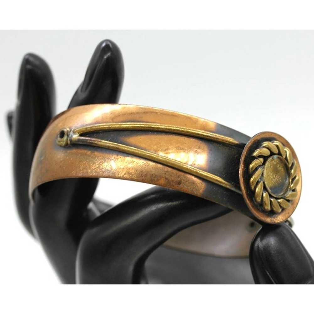 GENUINE SIGNED COPPER cuff bracelet w/burnt coppe… - image 4