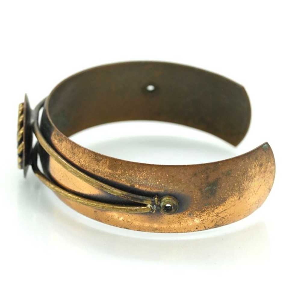 GENUINE SIGNED COPPER cuff bracelet w/burnt coppe… - image 7