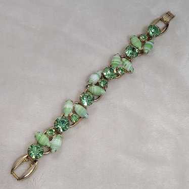 Vintage Green Rhinestone Bracelet - image 1