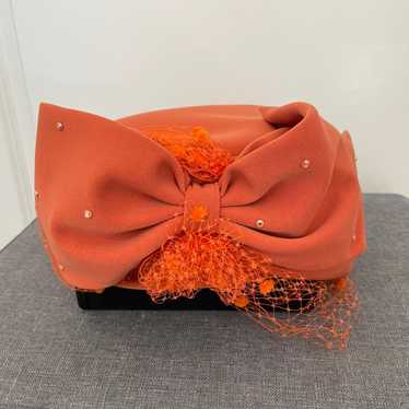 VERUCCI Vintage 1950s Wool Pillbox Hat Tangerine … - image 1