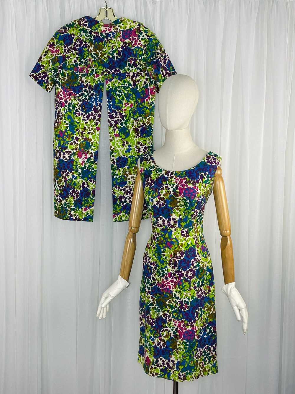1960s abstract floral linen two piece ensemble by… - image 1
