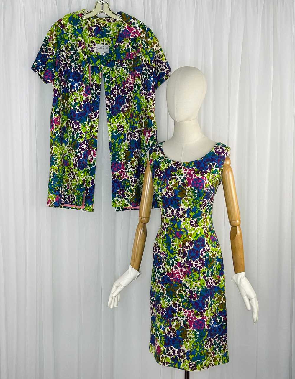 1960s abstract floral linen two piece ensemble by… - image 2