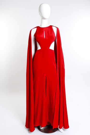 NAEEM KHAN Keyhole Cutout Caped Gown