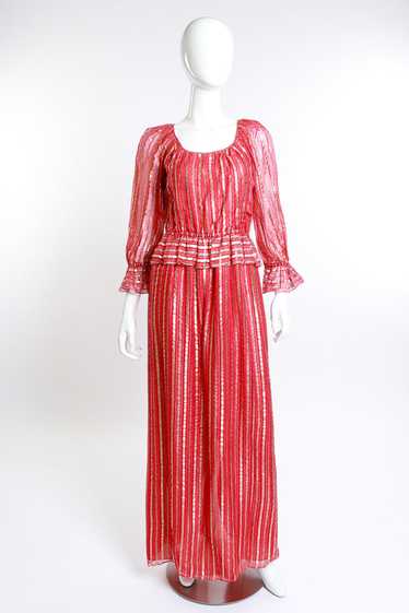 DIANE DICKINSON Lamé Striped Maxi Dress