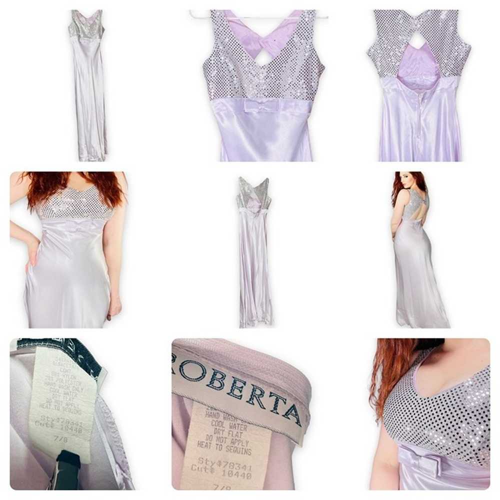 Vintage 90s Y2K Lilac Purple Sequin Bow Prom Gown… - image 2