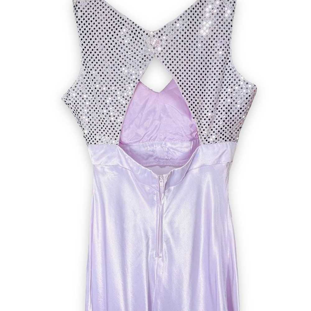Vintage 90s Y2K Lilac Purple Sequin Bow Prom Gown… - image 5